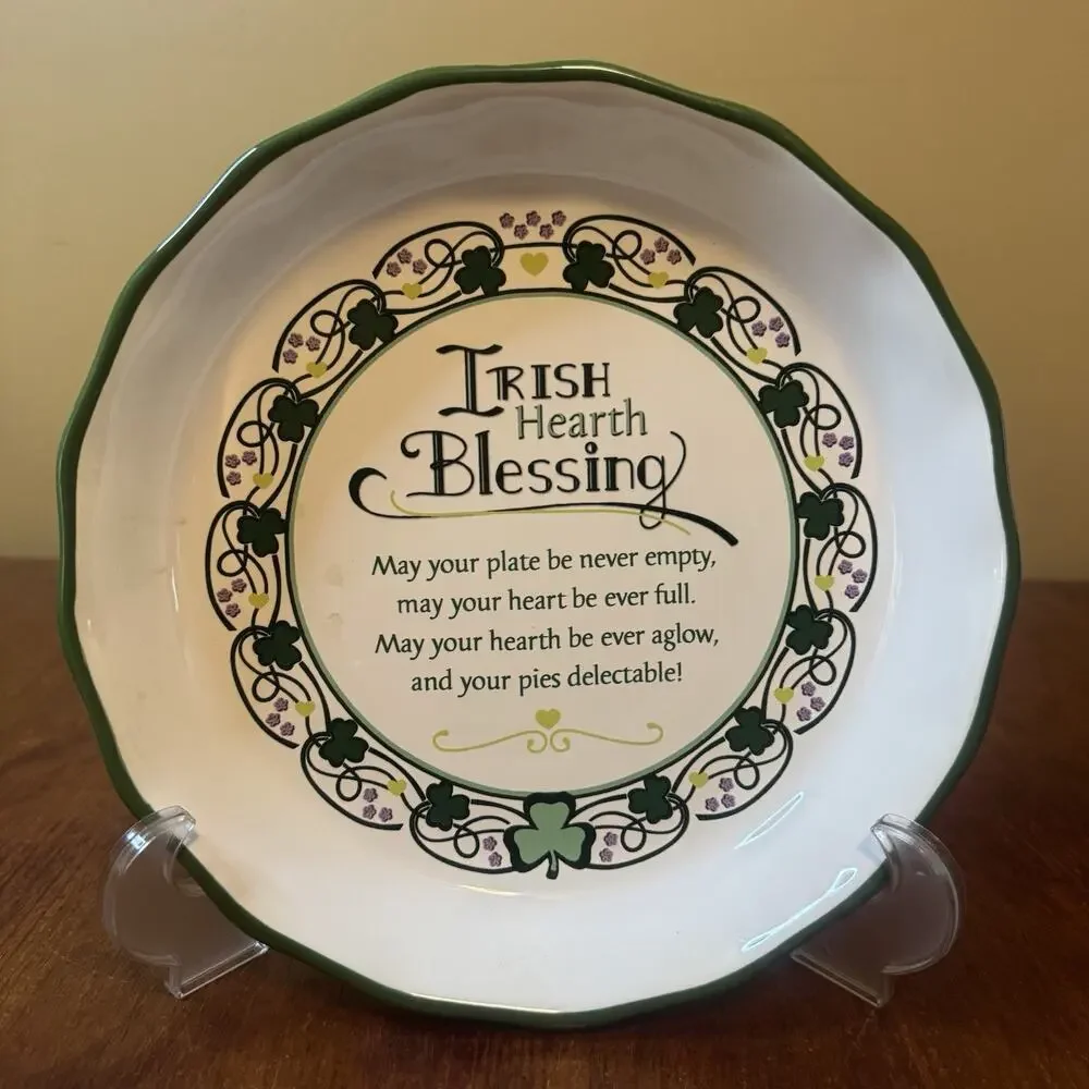Abbey Press Irish Hearth Blessing Plate 11” Shamrock Clover Made in China